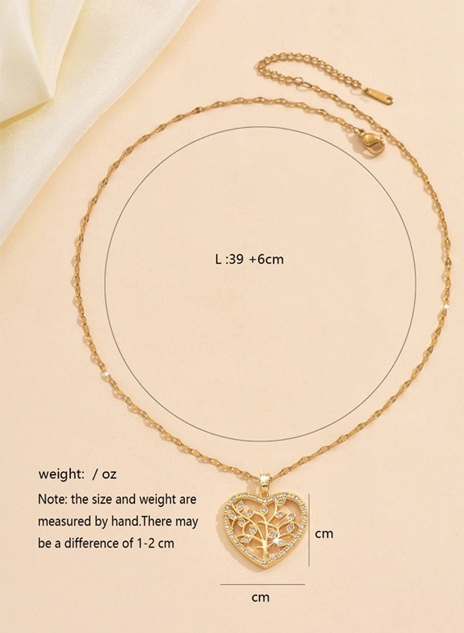 دايفو قلادة شجرة الحياة للنساء، تصميم على شكل قلب يرمز إلى الحظ والسعادة، قطعة مجوهرات أنيقة وملهمة، هدية مثالية لحفلات الزفاف والمناسبات والاستخدام اليومي - Image 5